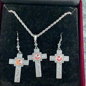 Cross necklace earrings. Jesus. Faith.